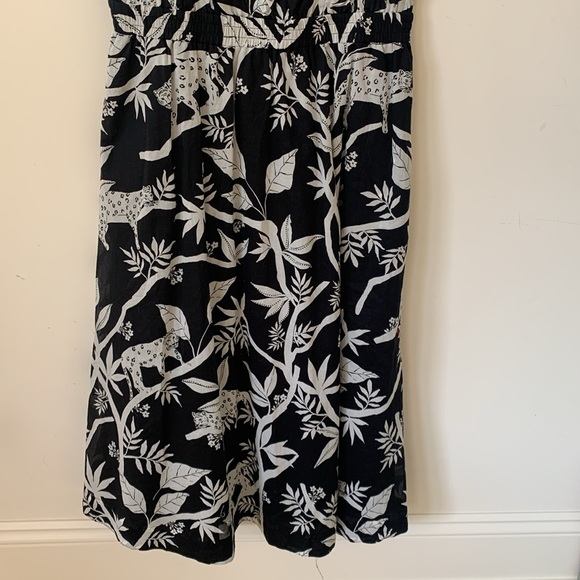 TROPICAL PANTHER TIPPED FIT FLARE DRESS SZ 6 cotton lined pockets midi - Picture 3 of 13